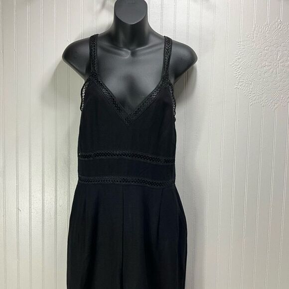 EXPRESS Linen Blend Black Jumpsuit - Picture 2 of 7